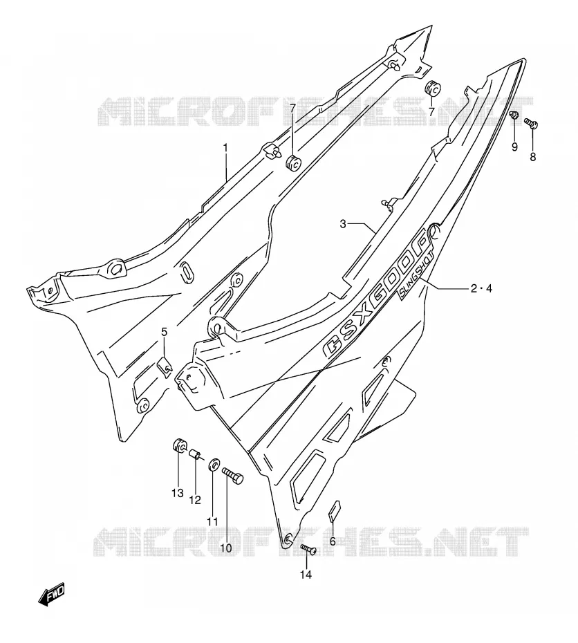 ACHTER KUIP  (MODELE L) Suzuki MOTO 600 GSX-F 1995  GSX600FS(E2)