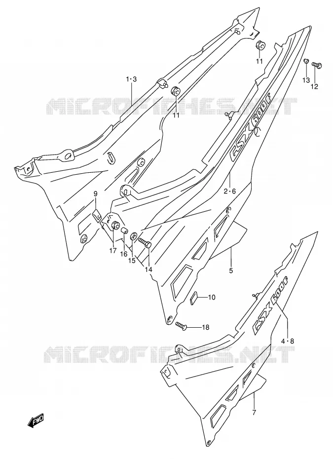 ACHTER KUIP  (MODELE M) Suzuki MOTO 600 GSX-F 1992  GSX600FUN(E2)
