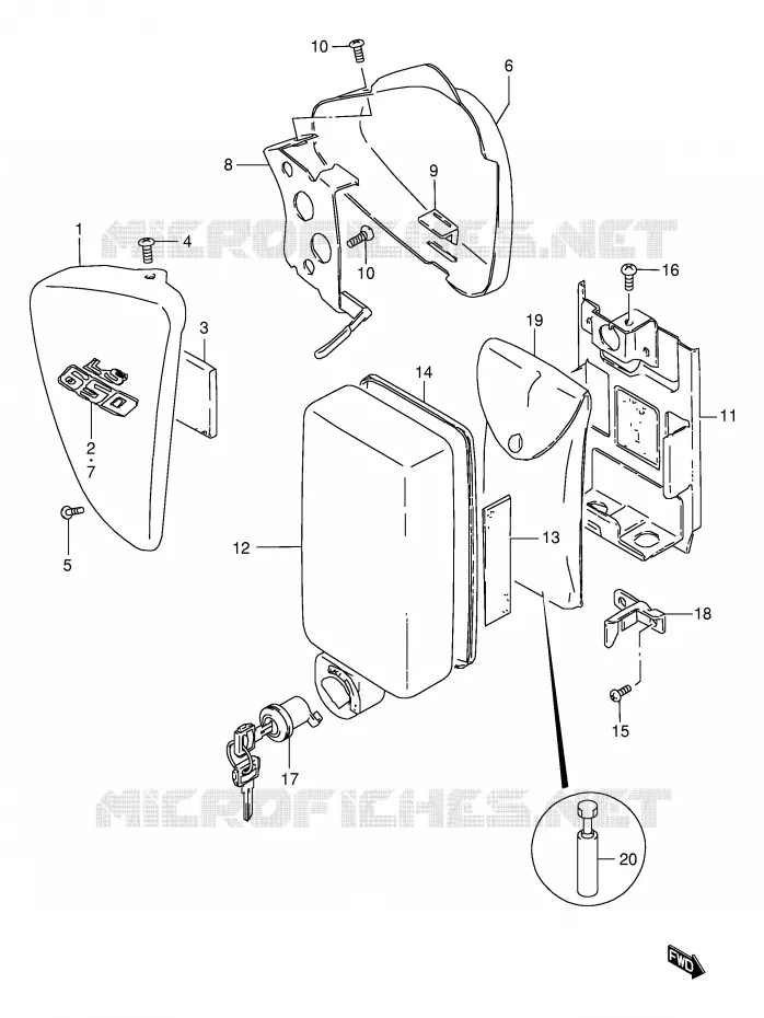 ACHTER KUIP  (MODELE W/X) Suzuki MOTO 650 BOULEVARD 2003  LS650PK3(E3/E28)