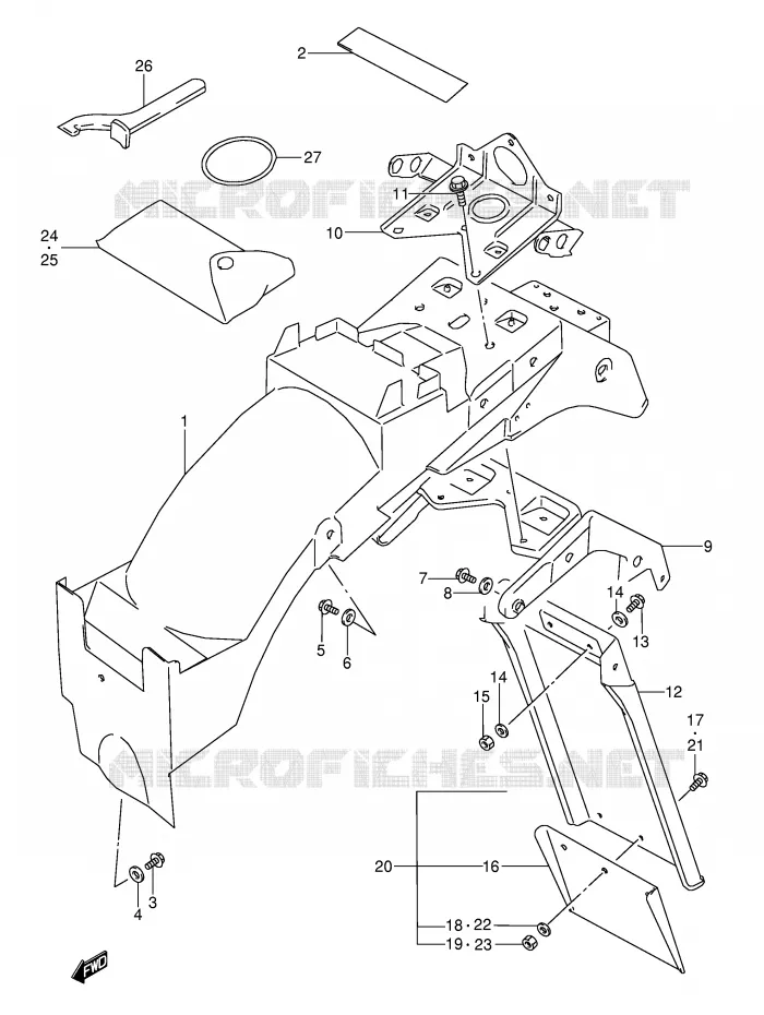 ACHTERSPATBORD (MODELE J/K/L/M/N/P/R) Suzuki MOTO 600 GSX-F 1995  GSX600FUS(E2)