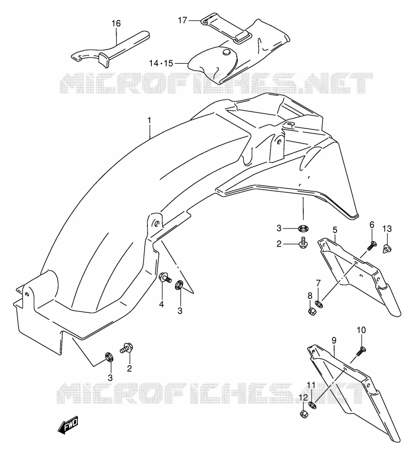 ACHTERSPATBORD (MODELE K/L/M/N/P/R) Suzuki MOTO 750 GSX-F 1995  GSX750FS(E2)