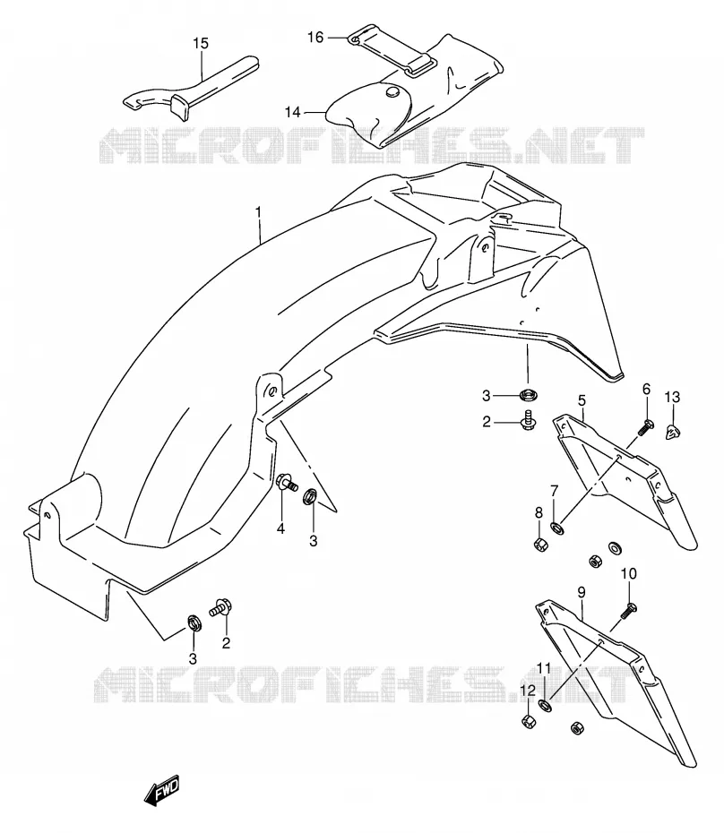 ACHTERSPATBORD (MODELE S) Suzuki MOTO 750 GSX-F 1992  GSX750FN(E2)
