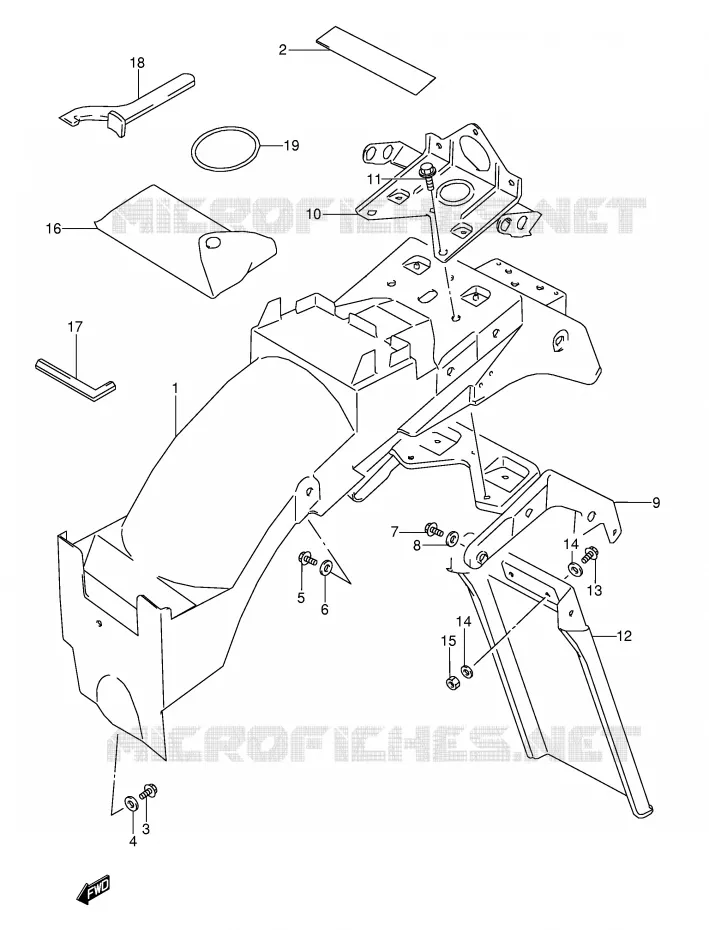 ACHTERSPATBORD (MODELE T) Suzuki MOTO 600 GSX-F 1996  GSX600FUT(E2)