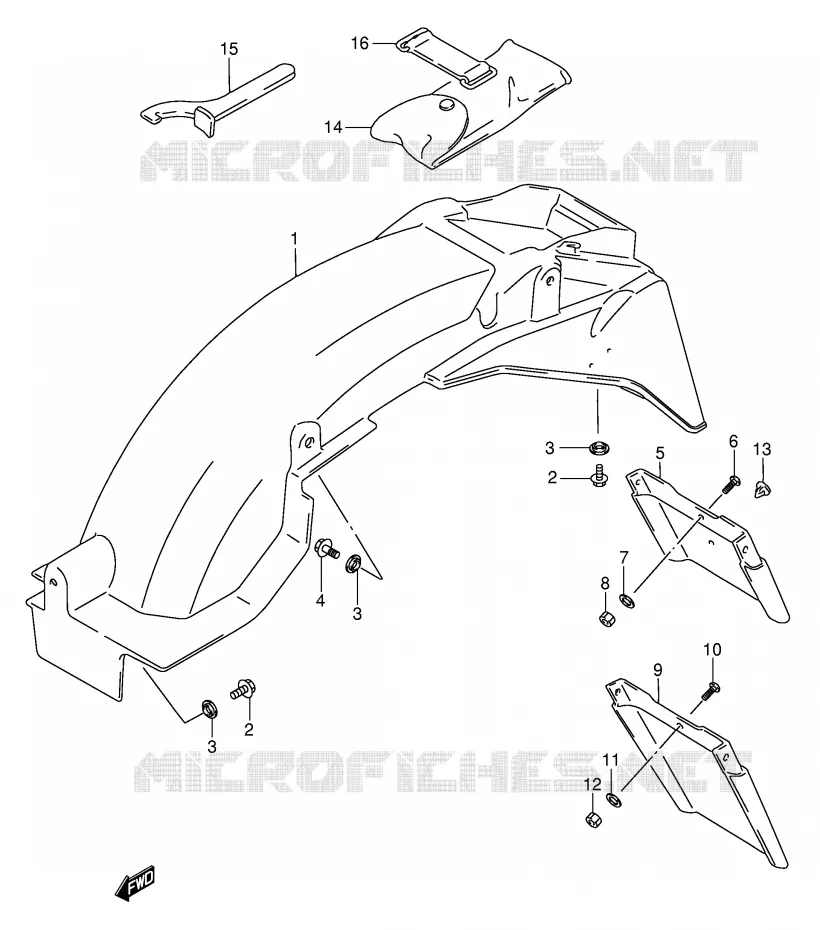 ACHTERSPATBORD (MODELE T) Suzuki MOTO 750 GSX-F 1992  GSX750FN(E2)