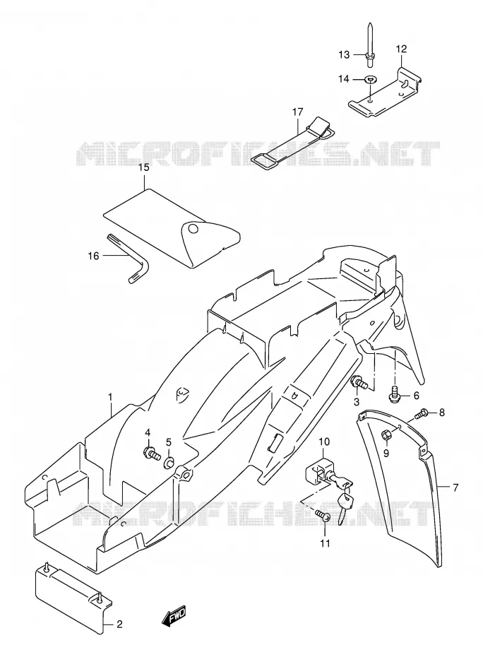ACHTERSPATBORD (MODELE W/X/Y/K1/K2) Suzuki MOTO 750 GSX-F 1998  GSX750FW(E2)