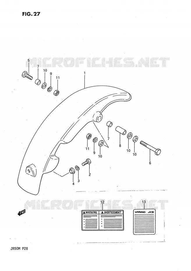 ACHTERSPATBORD Suzuki MOTO 50 JR 1991  JR50M(P28)