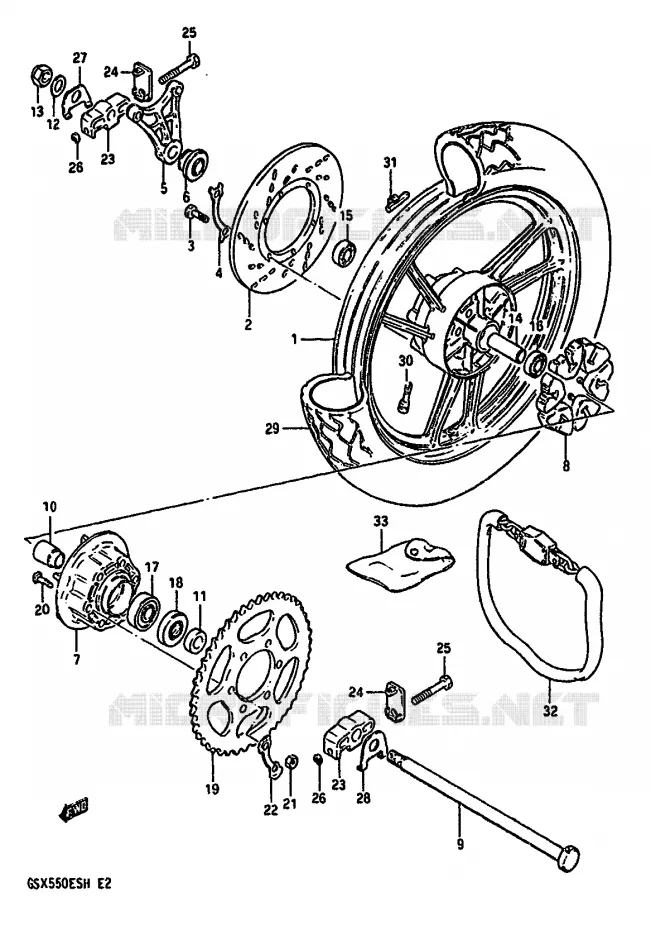 ACHTERWIEL Suzuki MOTO 550 GSX-E 1985  GSX550EUF(F/G/H)