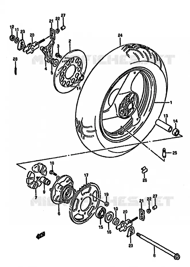 ACHTERWIEL Suzuki MOTO 750 GSX-F 1989  GSX750FK(K-T)