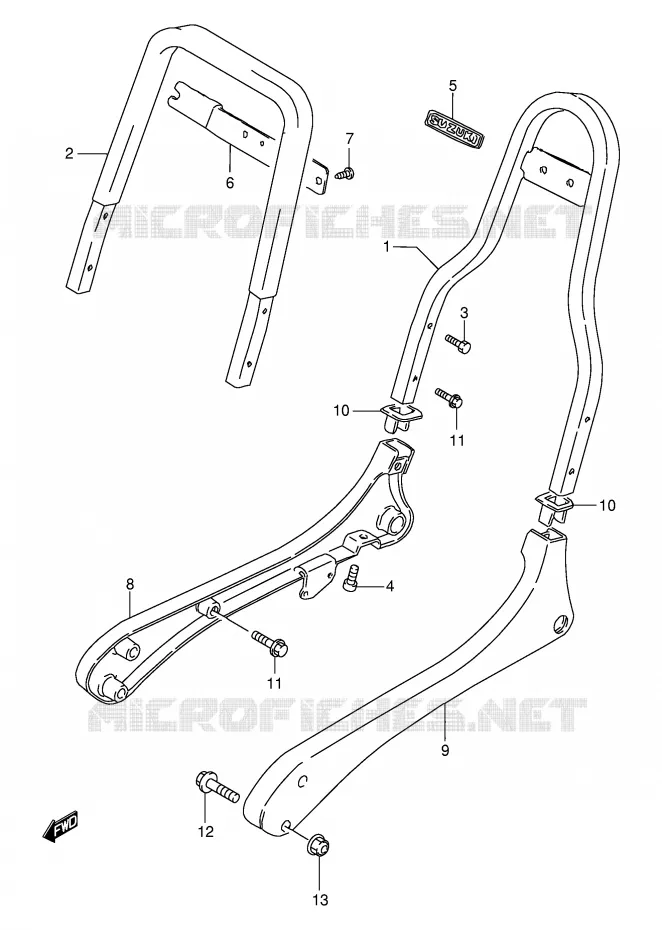 BACKREST (MODELE T) Suzuki MOTO 650 SAVAGE 2003  LS650PK3(E2)