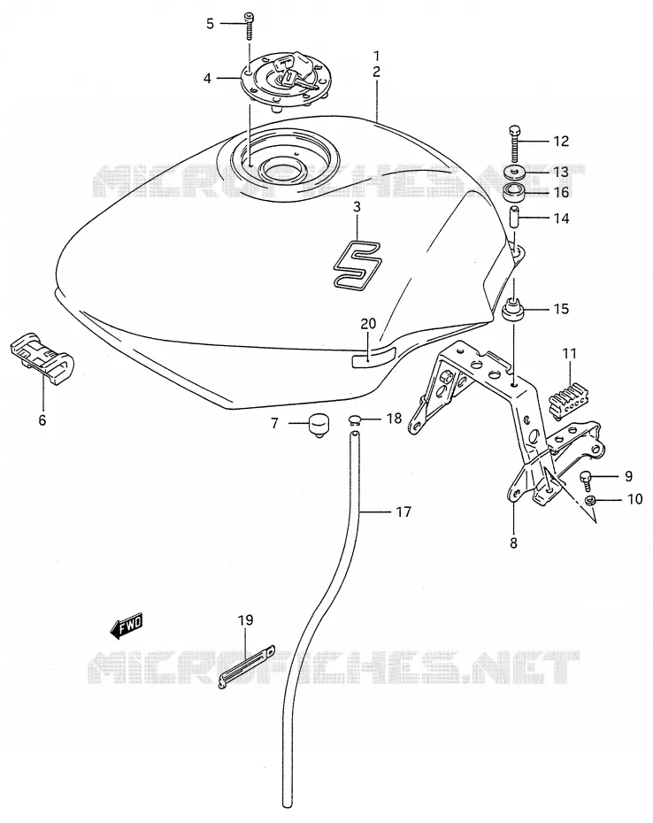 BENZINETANK (MODELE J/K/L) Suzuki MOTO 600 GSX-F 1992  GSX600FN(E28)