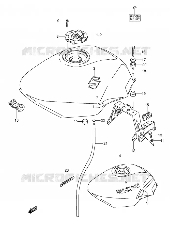 BENZINETANK (MODELE J/K/L) Suzuki MOTO 600 GSX-F 1992  GSX600FUN(E2)
