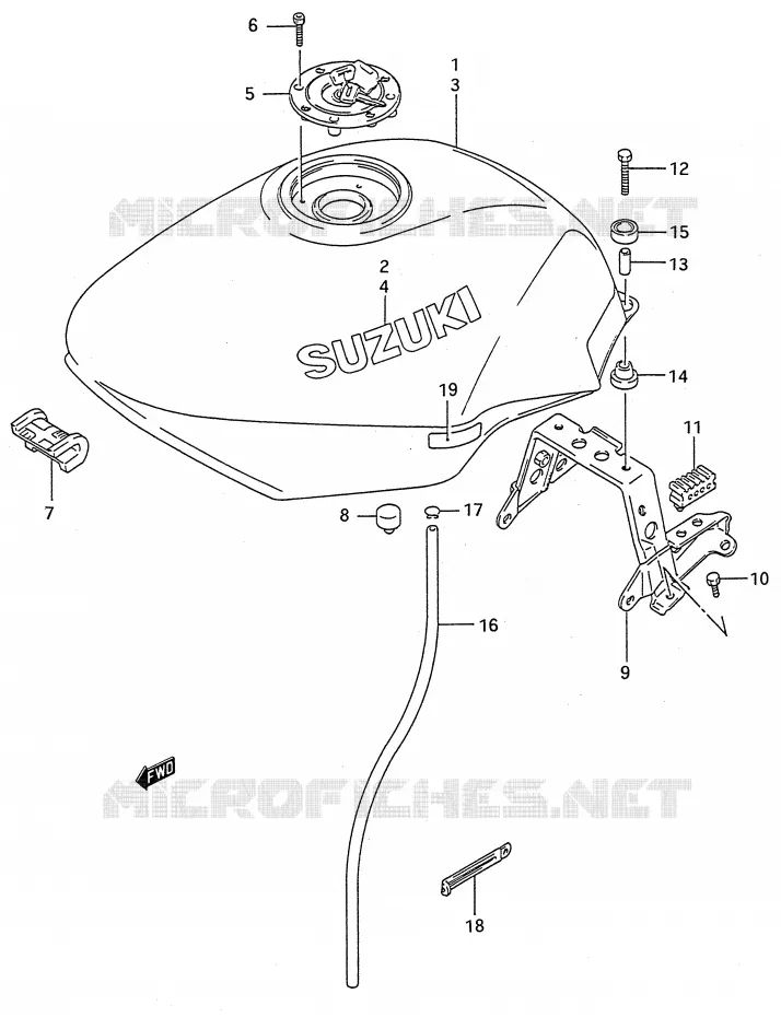 BENZINETANK (MODELE P/R/S/T) Suzuki MOTO 600 GSX-F 1992  GSX600FU2N(E28)