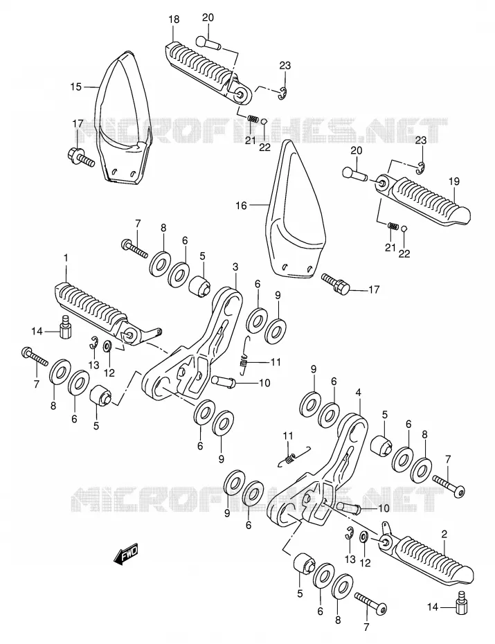 FOOTREST (MODELE W/X/Y) Suzuki MOTO 600 GSX-F 2002  GSX600FK2(E2)