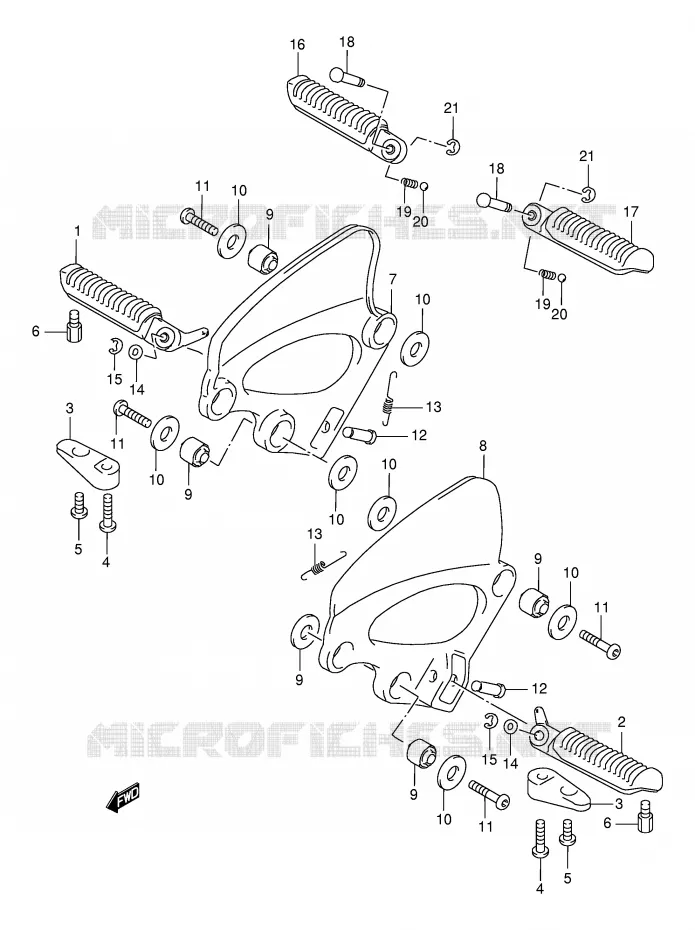 FOOTREST (VOIR NOTE) Suzuki MOTO 750 GSX-F 2001  GSX750FK1(E2)