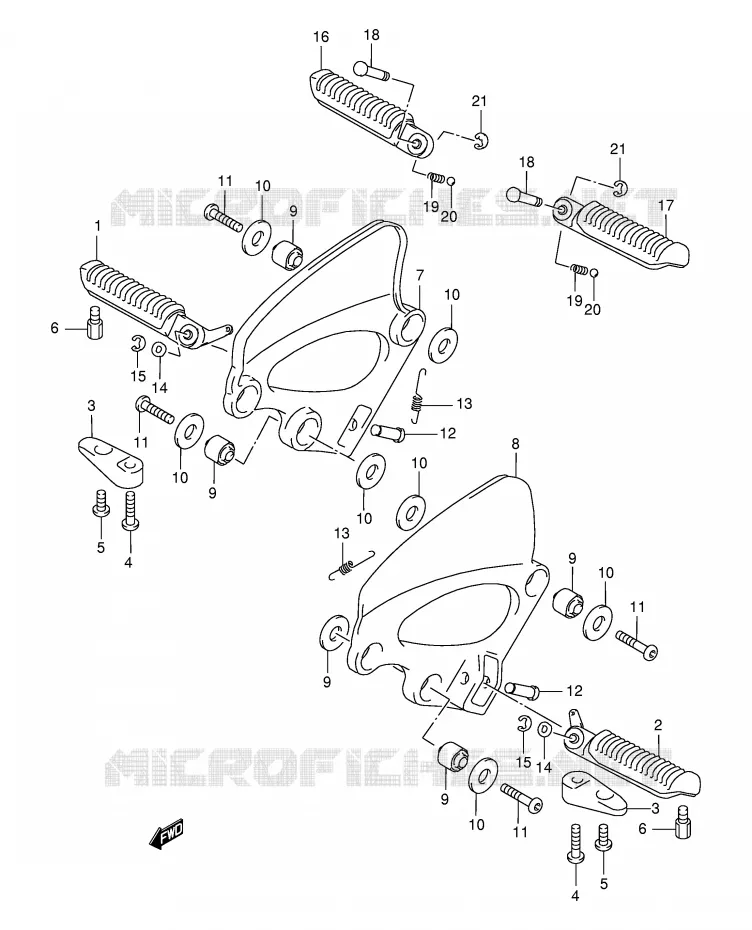 FOOTREST (VOIR NOTE) Suzuki MOTO 750 GSX-F 2002  GSX750FK2(E2)
