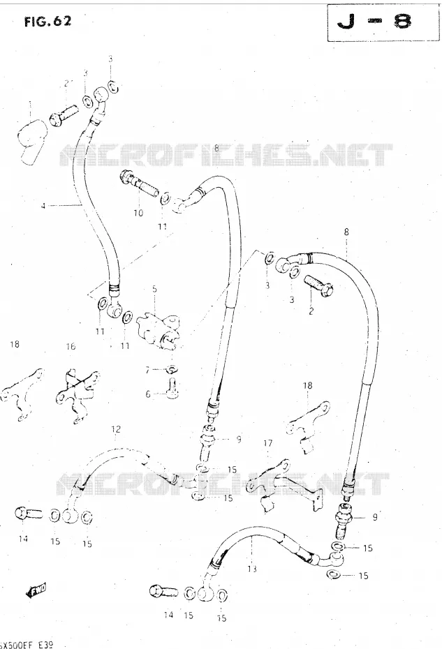 FRONT REMSLANG (MODELE E) Suzuki MOTO 500 GSX-E 1984  GSX500EE(E39)