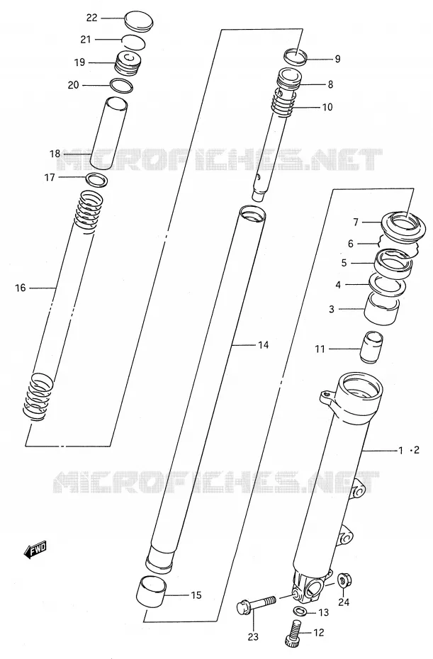 FRONT SCHOKDEMPER (MODELE J) Suzuki MOTO 600 GSX-F 1991  GSX600FUM(E28)