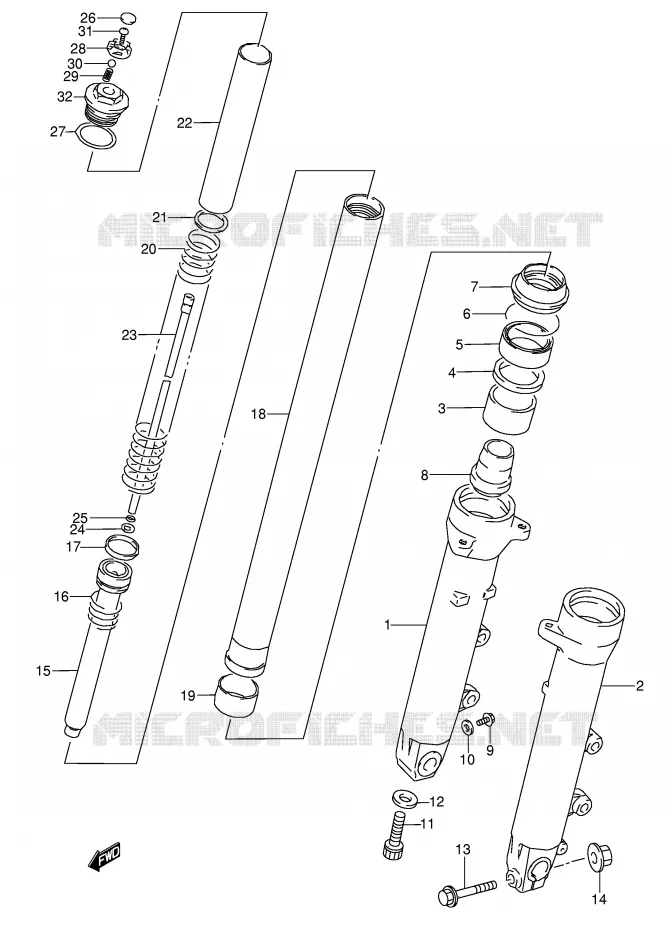 FRONT SCHOKDEMPER (MODELE K/L/M/N/P/R/S/T) Suzuki MOTO 600 GSX-F 1989  GSX600FUK(E2)