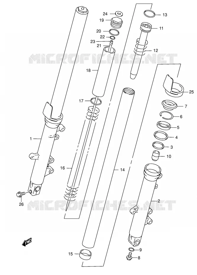 FRONT SCHOKDEMPER (MODELE K3) Suzuki MOTO 600 GSX-F 2001  GSX600FK1(E2)