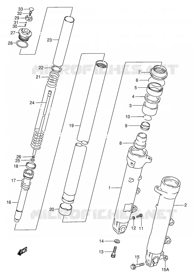 FRONT SCHOKDEMPER (MODELE S/T) Suzuki MOTO 750 GSX-F 1991  GSX750FM(E2)