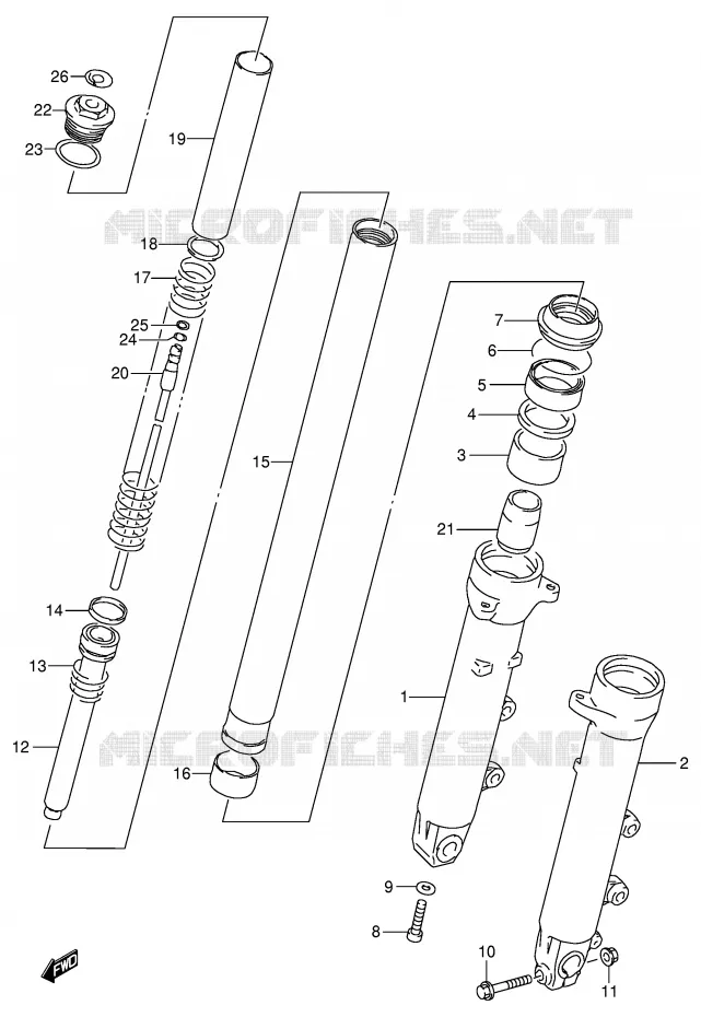 FRONT SCHOKDEMPER Suzuki MOTO 600 GSX-F 1997  GSX600FU2V(E2)
