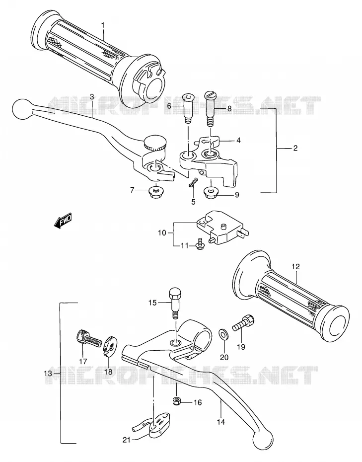 HANDGRIPS - LEVERS Suzuki MOTO 750 GSX-F 1992  GSX750FN(E2)