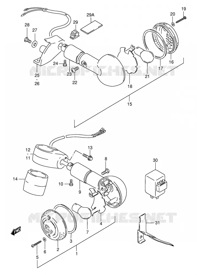 INDICATOREN Suzuki MOTO 650 SAVAGE 1998  LS650PW(E2)