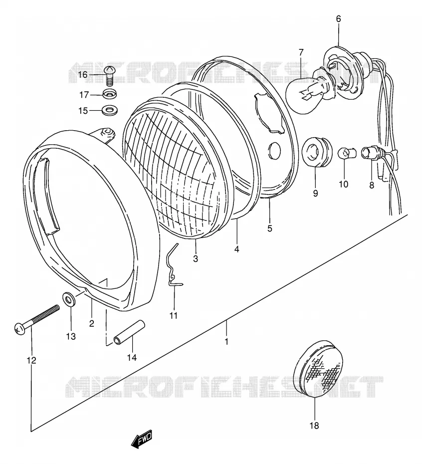 KOPLAMP (E7) Suzuki MOTO 125 Autres-modeles 1974  K125L(E7)