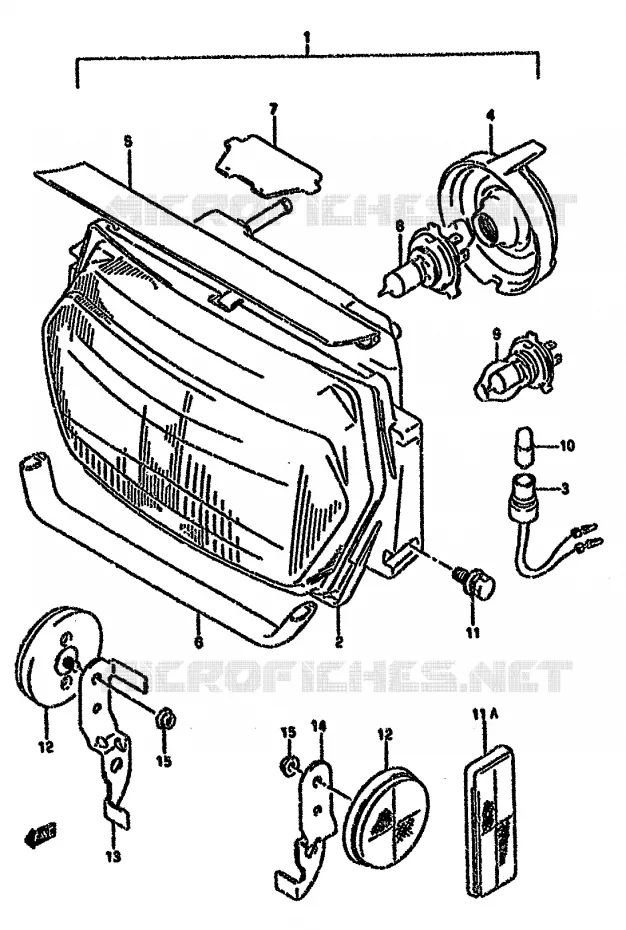 KOPLAMP (MODELE K/L/M/N/P/R) Suzuki MOTO 750 GSX-F 1994  GSX750FR(K-T)