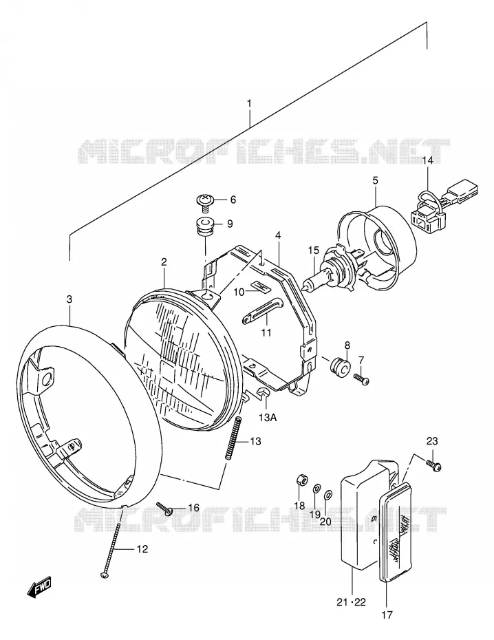 KOPLAMP (MODELE K1/K2/K3/K4) Suzuki MOTO 650 BOULEVARD 1996  LS650PT(E3/E28)