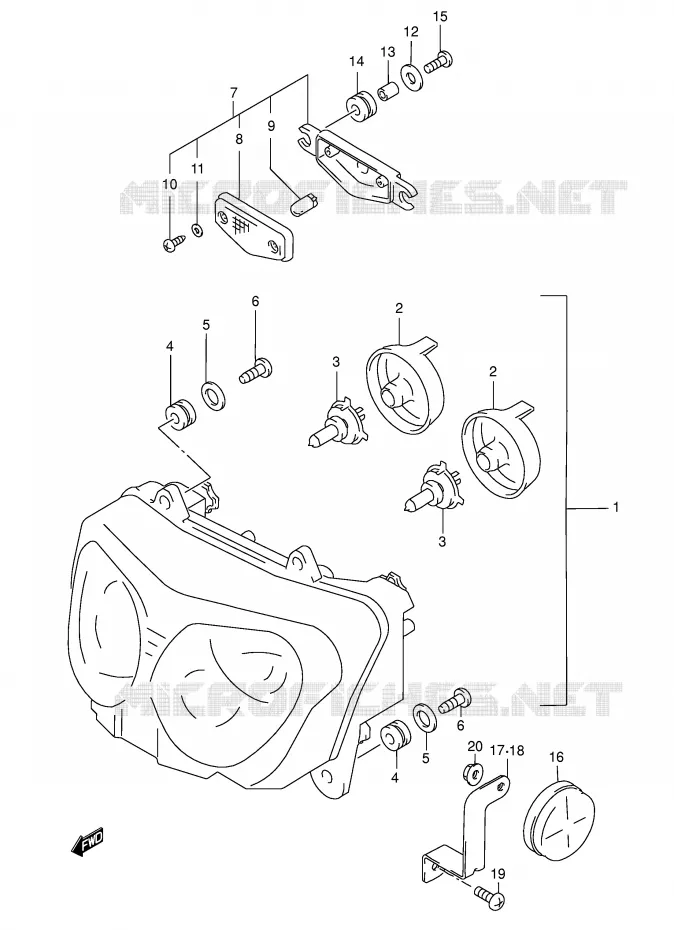 KOPLAMP (MODELE K3 E24) Suzuki MOTO 750 GSX-F 1998  GSX750FW(E2)