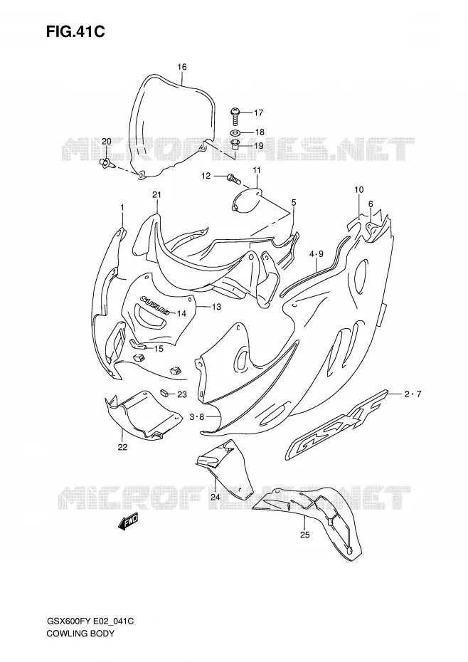 KUIP - ETIKETTEN (MODELE K1) Suzuki MOTO 600 GSX-F 2002  GSX600FK2(E2)