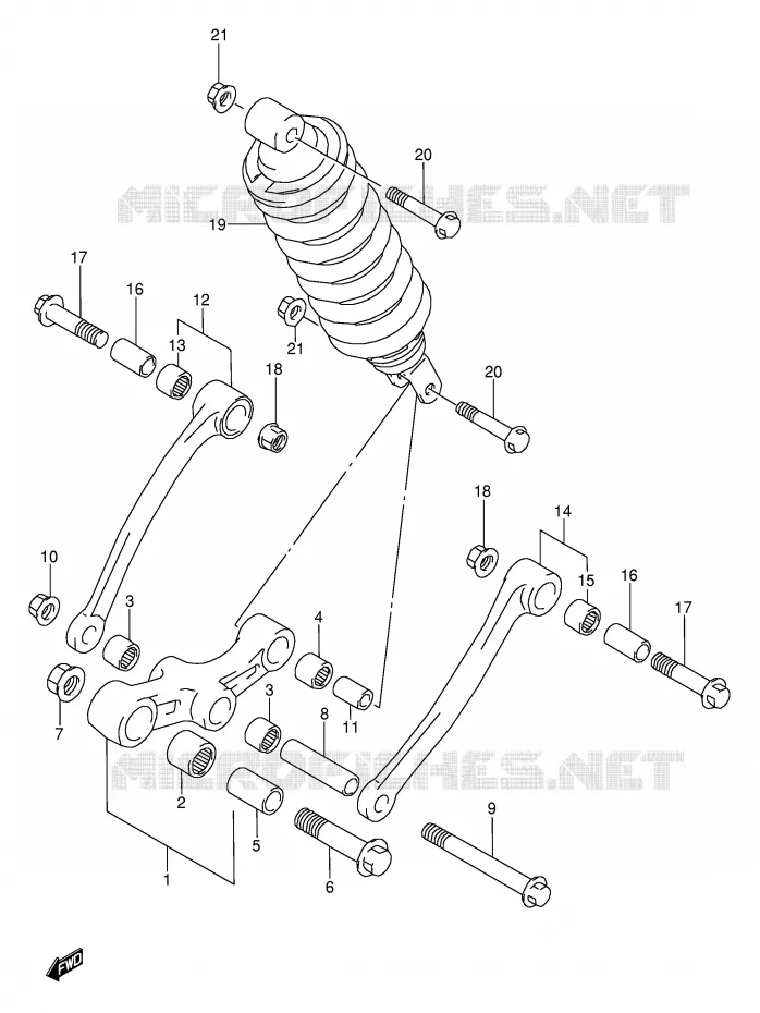 SCHOKBREKER AANEENSCHAKELING (MODELE J) Suzuki MOTO 600 GSX-F 1995  GSX600FUS(E2)