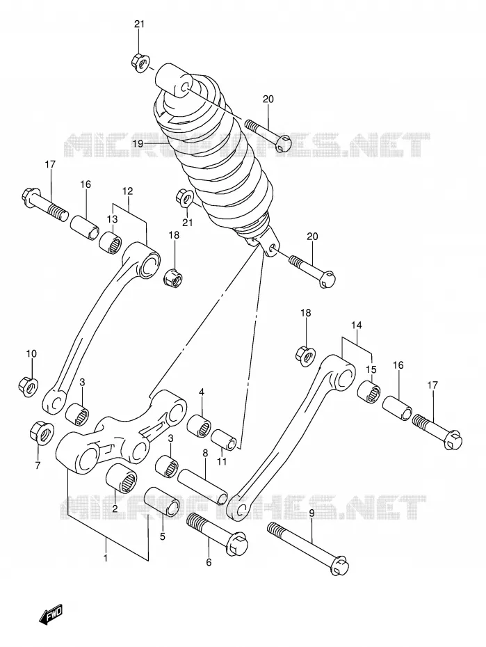SCHOKBREKER AANEENSCHAKELING (MODELE K/L/M/N/P/R/S/T) Suzuki MOTO 600 GSX-F 1996  GSX600FU2T(E2)