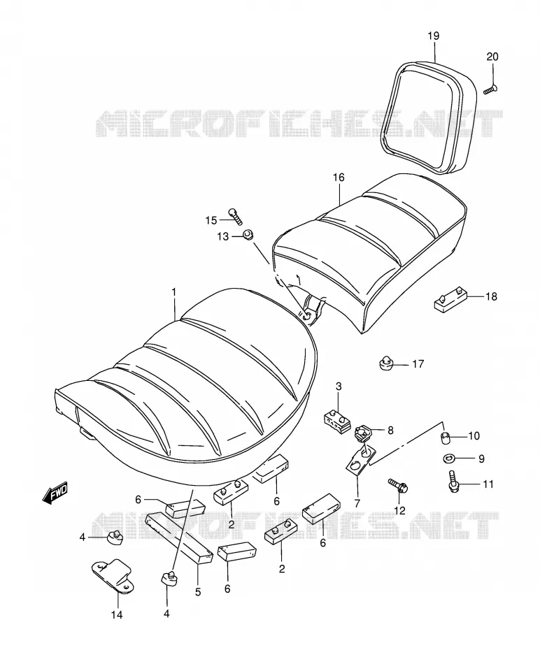 SEAT (MODELE T/V/W/X/Y/K1) Suzuki MOTO 650 BOULEVARD 1997  LS650PV(E3/E28)