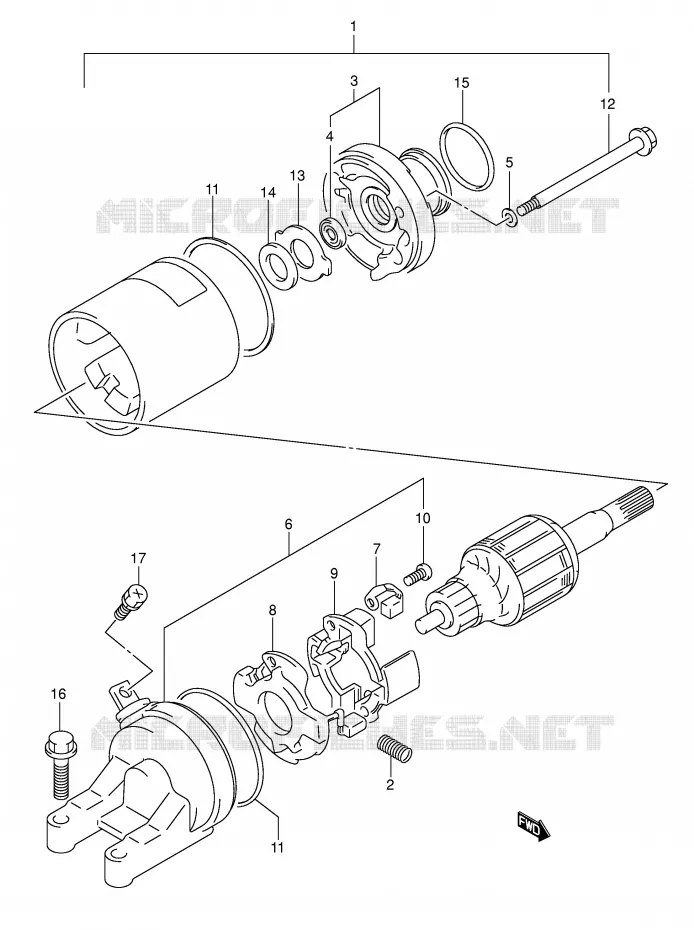 STARTMOTOR (MODELE K1/K2/K3) Suzuki MOTO 600 GSX-F 2003  GSX600FK3(E2)