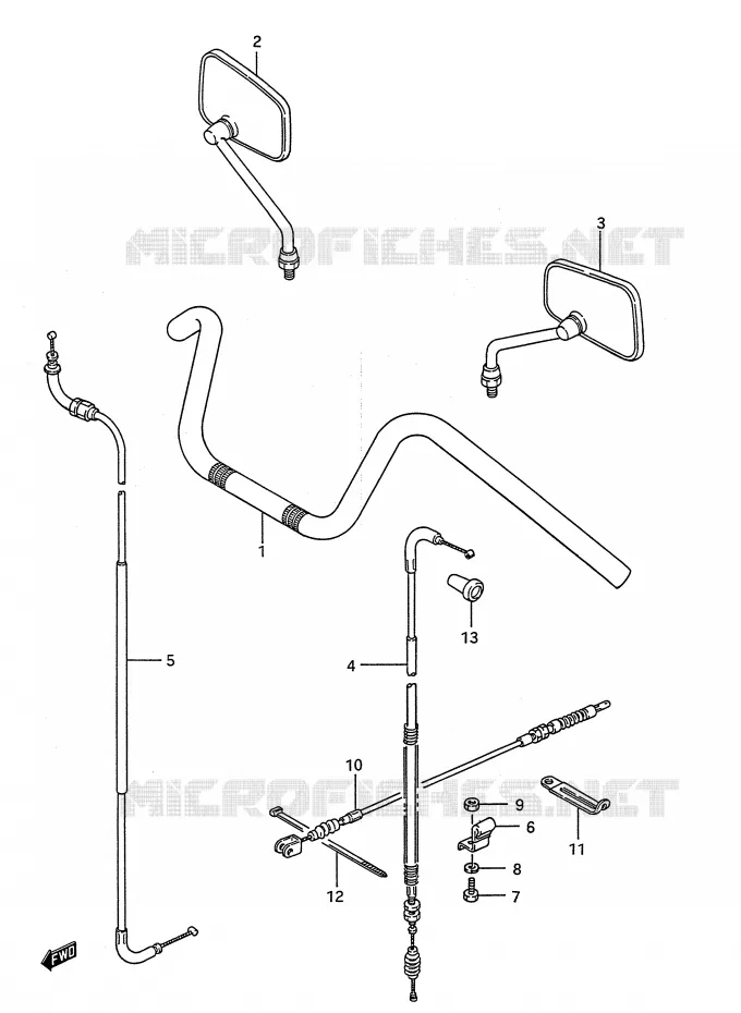 STUUR - KABELS (LS650PG/PJ/PK/PL,MODEL M/N/P) Suzuki MOTO 650 BOULEVARD 1992  LS650N(E28)