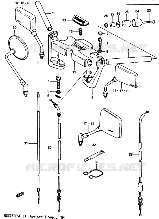 STUUR (GSX750ESE/EFE) Suzuki MOTO 750 GSX-E 1984  GSX750ESE(D/E)