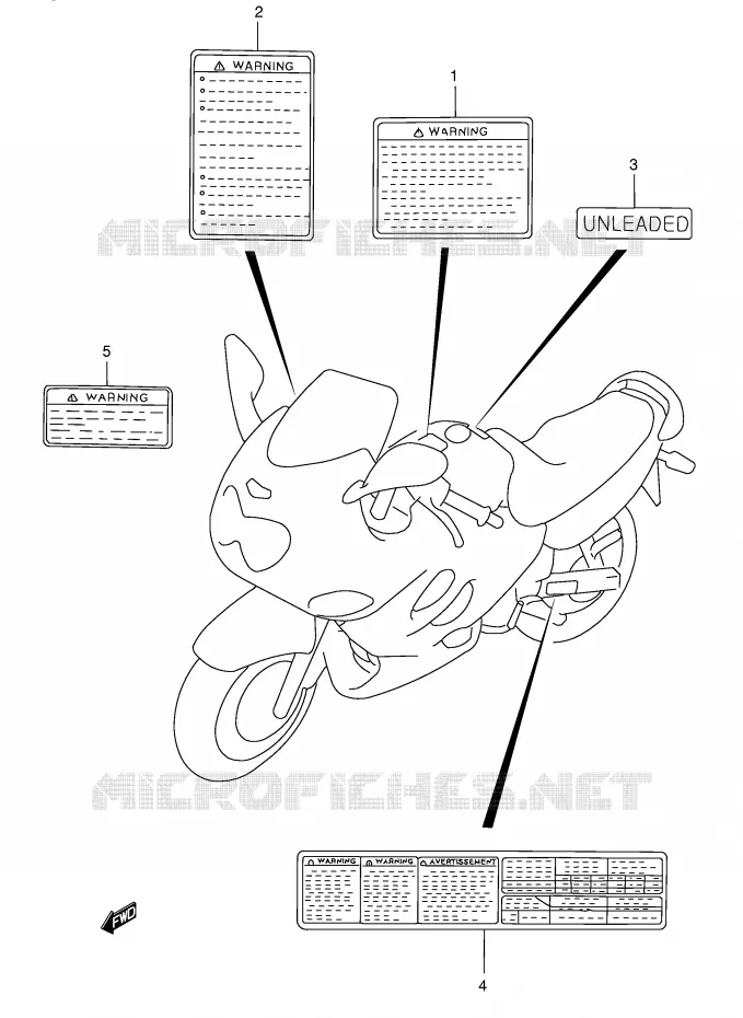 WAARSCHUWINGSLABEL (MODELE K3) Suzuki MOTO 750 GSX-F 2003  GSX750FLK3(E2)