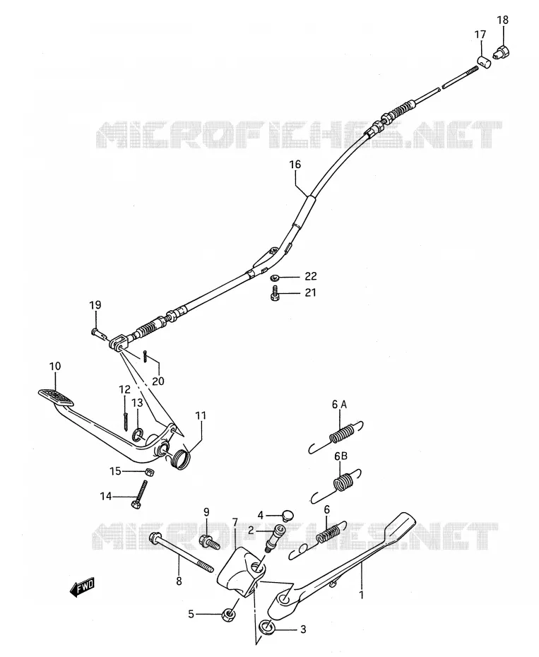 ZIJ STAND - ACHTER REMPEDAAL Suzuki MOTO 650 BOULEVARD 1992  LS650N(E28)