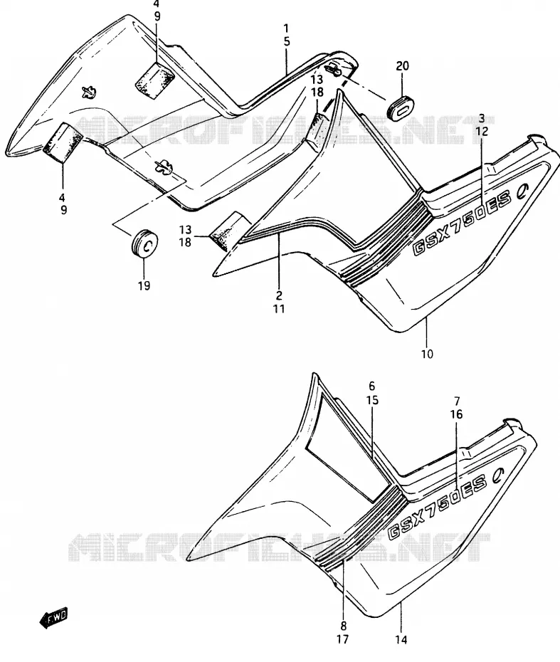 ACHTER KUIP  (GSX750ESF/ESG) Suzuki MOTO 750 GSX-E 1985  GSX750EFF(F)