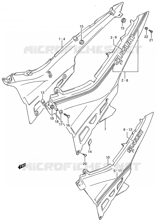 ACHTER KUIP  (MODELE J/K) Suzuki MOTO 600 GSX-F 1992  GSX600FN(E28)