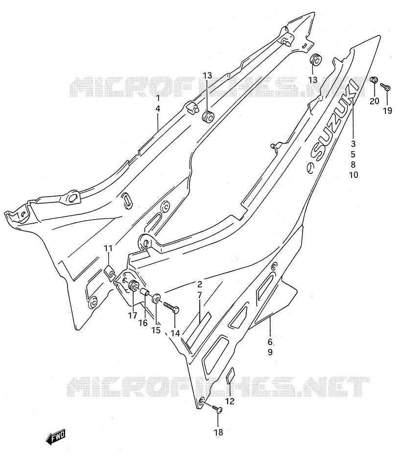ACHTER KUIP  (MODELE L/M) Suzuki MOTO 600 GSX-F 1989  GSX600FU2K(E28)