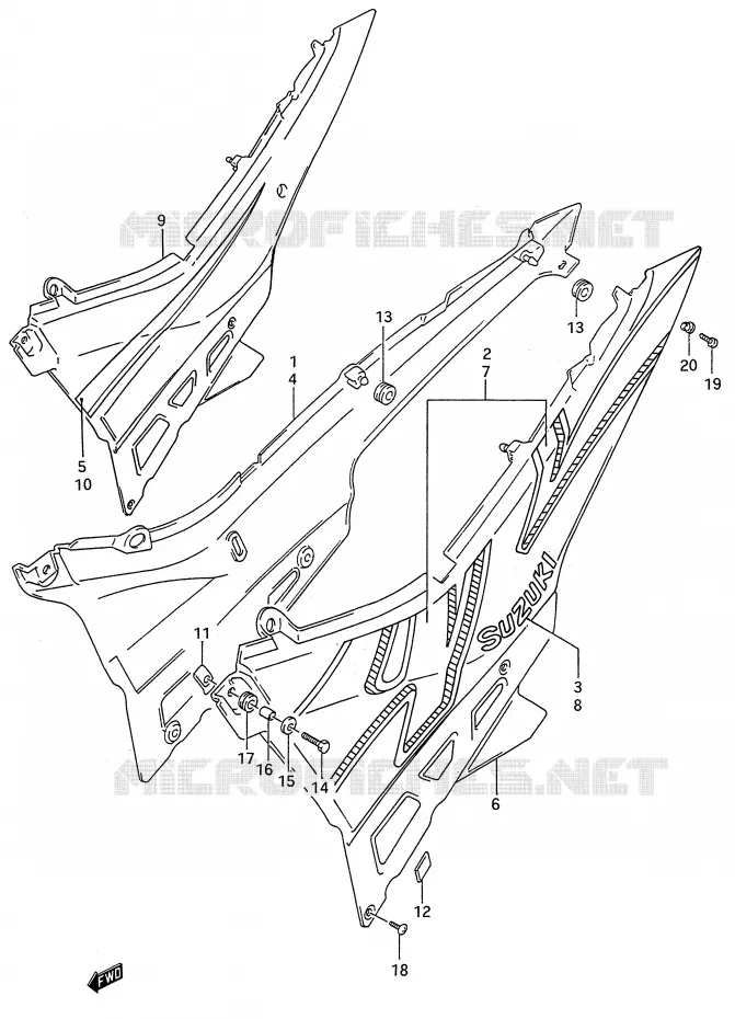 ACHTER KUIP  (MODELE N/P) Suzuki MOTO 600 GSX-F 1988  GSX600FJ(E28)