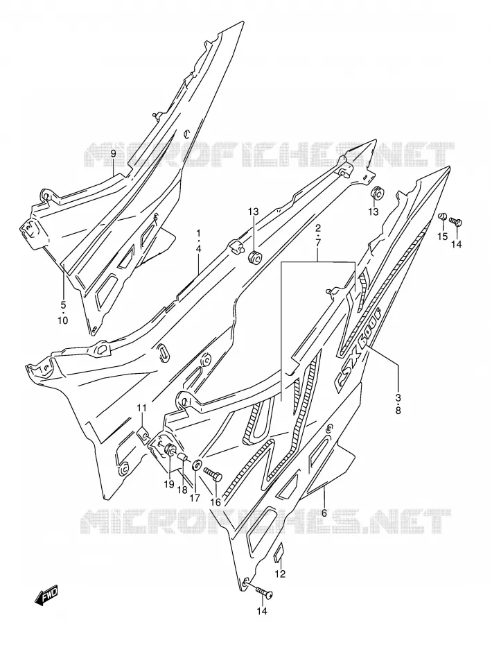ACHTER KUIP  (MODELE N/P) Suzuki MOTO 600 GSX-F 1994  GSX600FR(E2)