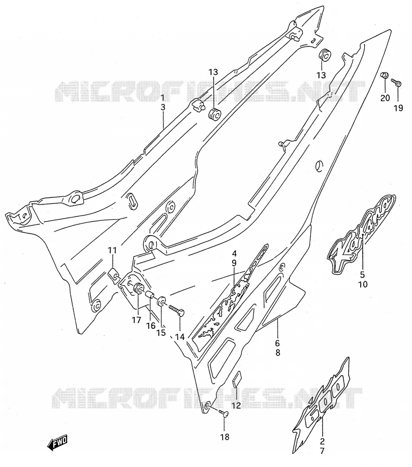 ACHTER KUIP  (MODELE R/S) Suzuki MOTO 600 GSX-F 1993  GSX600FP(E28)