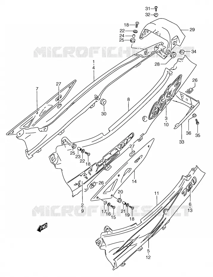 ACHTER KUIP  (MODELE S/T) Suzuki MOTO 750 GSX-F 1995  GSX750FS(E2)