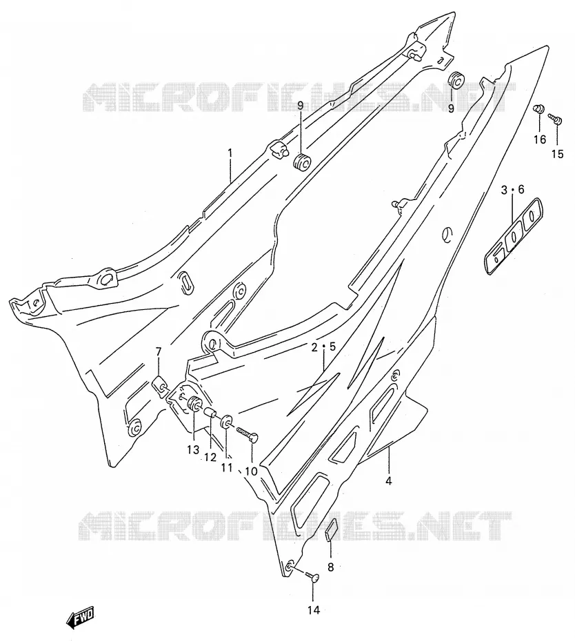 ACHTER KUIP  (MODELE T) Suzuki MOTO 600 GSX-F 1988  GSX600FU2J(E28)