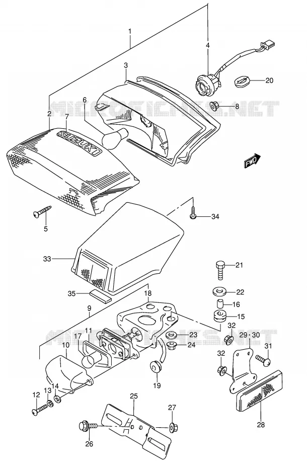 ACHTERLICHT (MODELE J/K/L/M/N) Suzuki MOTO 600 GSX-F 1993  GSX600FU2P(E2)