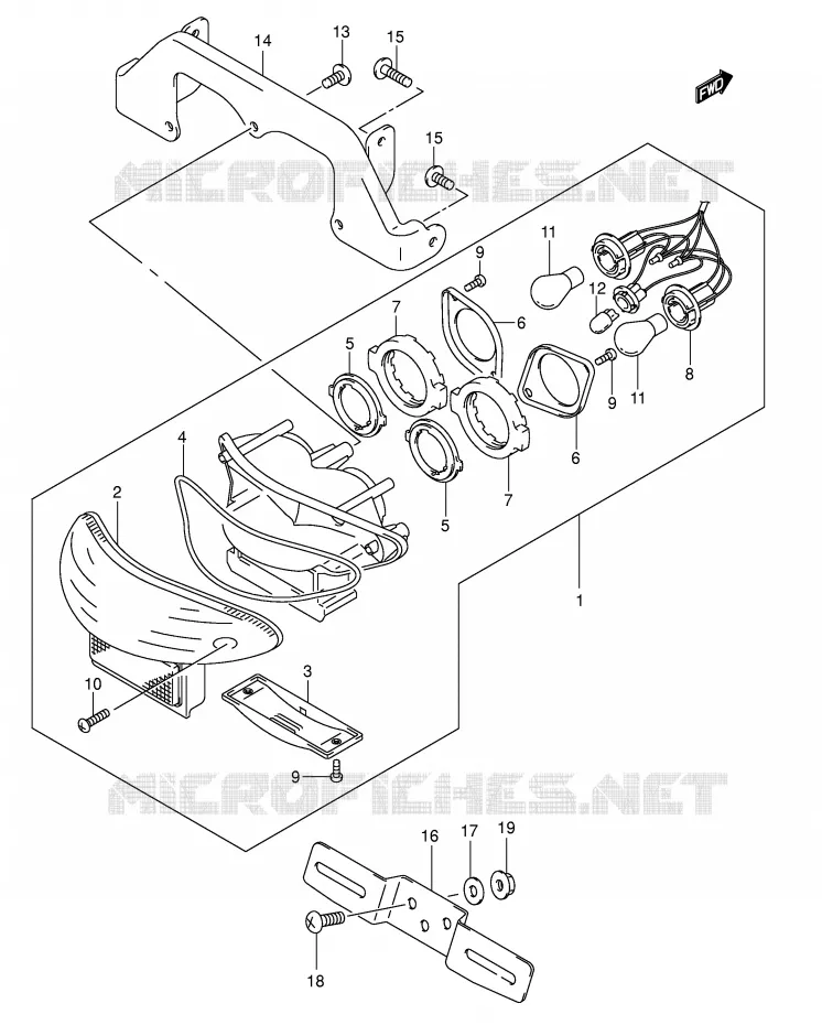 ACHTERLICHT (MODELE K3) Suzuki MOTO 600 GSX-F 2002  GSX600FUK2(E2)